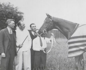 Sydney McGregor (breeder and part owner), left, with Tom Walls (part owner), GSL Whitelaw(?), Fred Lane (jockey) and April the Fifth (winner of the 1932 Epsom Derby) Sydney McGregor (breeder and part owner), left, with Tom Walls (part owner), GSL Whitelaw(?), Fred Lane (jockey) and April the Fifth (winner of the 1932 Epsom Derby)